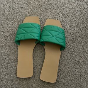 Green flip flops